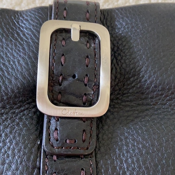 Cole Haan soft pebbles black leather clutch with silver buckle and snaps - Picture 2 of 6